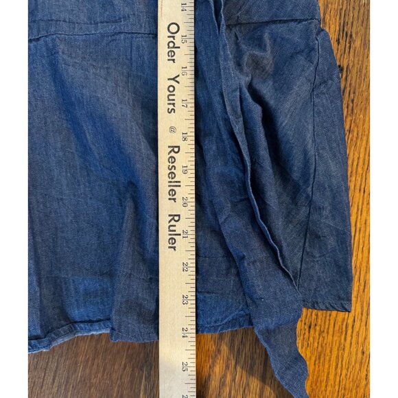 Savanna Jane Top L Embroidered Denim Tunic Tie Back Flutter Sleeve - Picture 7 of 7